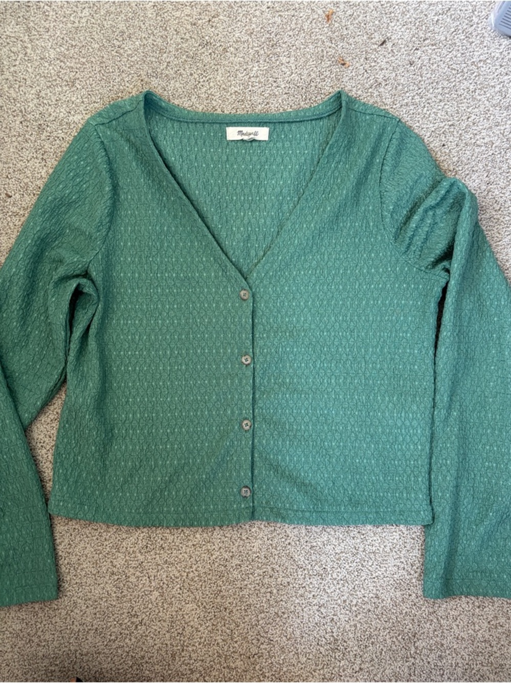 Madewell Green Button-Down Knit Top